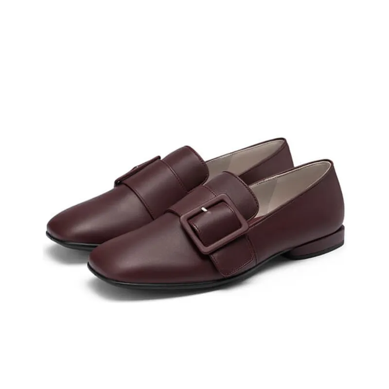 Ecco Annie Square Toe Collection Flat Shoes Women's Burgundy-3