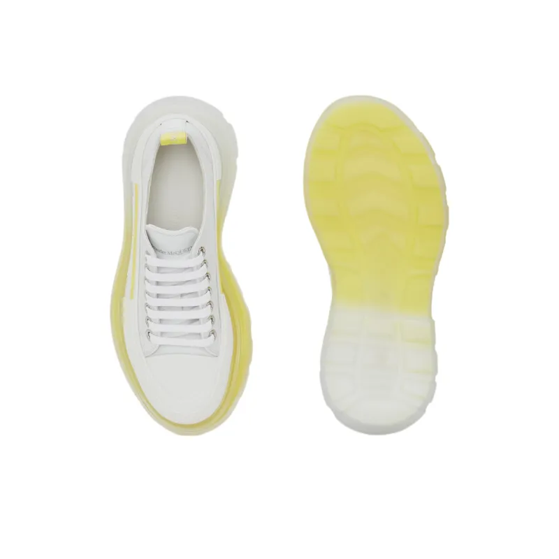 Alexander McQueen Tread Slick Low Lace Up Leather White Lichen Yellow Gradient Women's-3