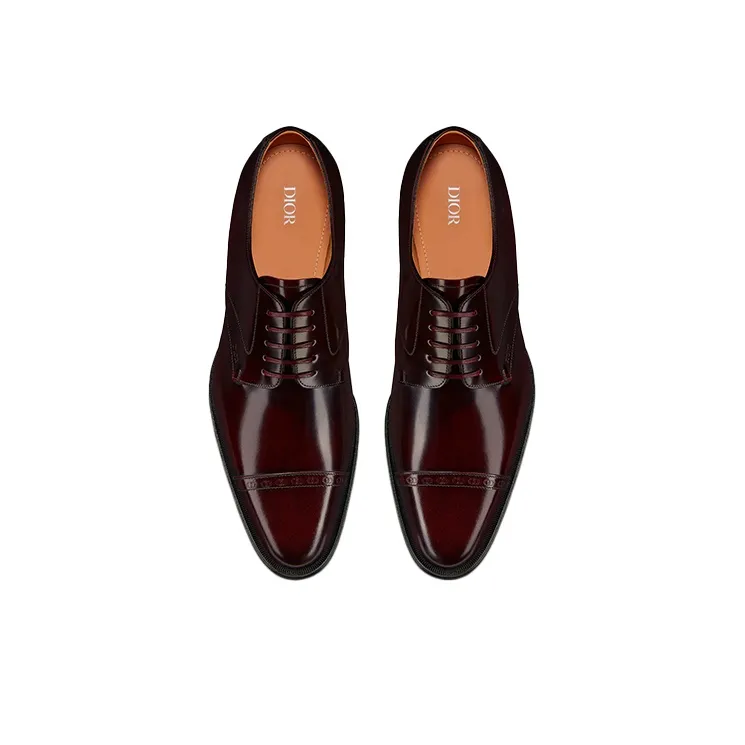 DIOR Timeless Dress Shoes Men Low-Top Burgundy-4