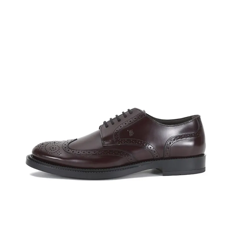 TOD'S Leather Derby Shoes Men's Brown Red-0