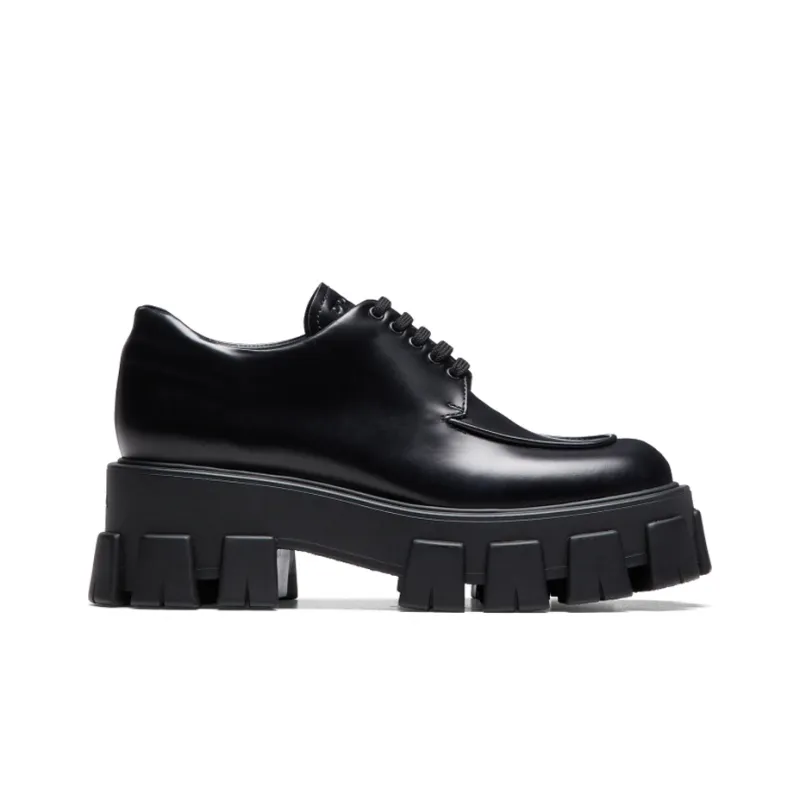 PRADA Monolith Brushed Calf Derby Shoes 'Black' Women's-1