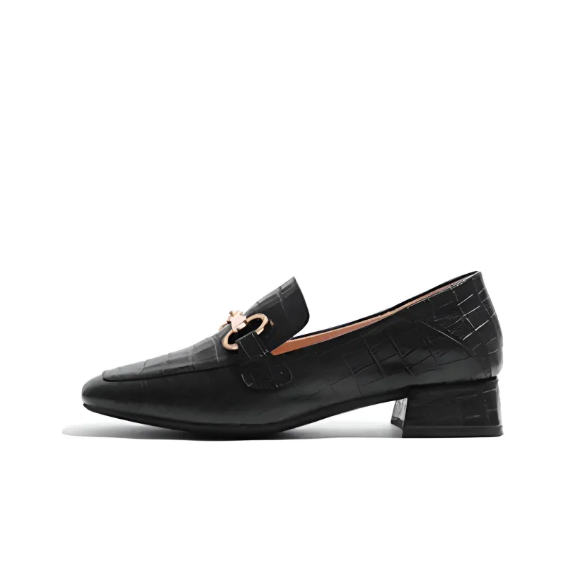 STEVE MADDEN Chunky Heel Casual Single Shoes Women's Black-0