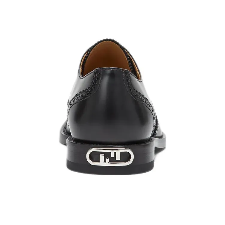 FENDI Dress Shoes Men Low Top Black-4