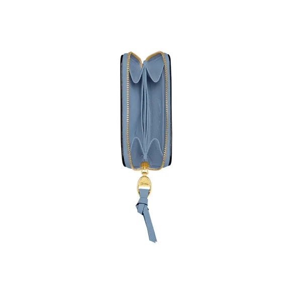 LONGCHAMP Mailbo Grain Cow Leather Wallet Women's Blue-2