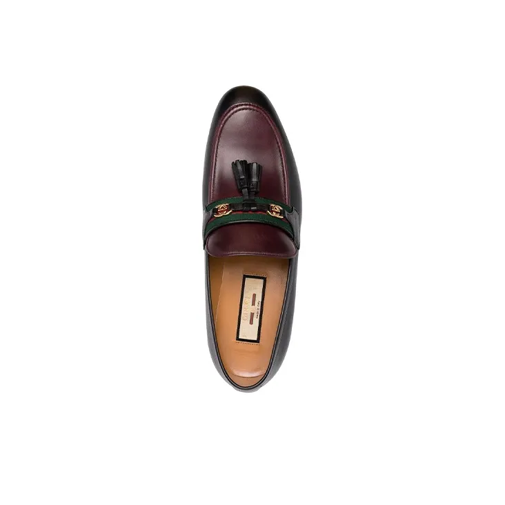GUCCI Logo-plaque Almond-toe Loafers-2