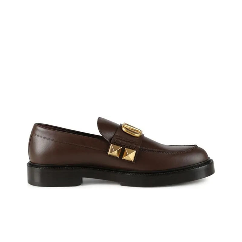 Valentino Rockstud Men's Casual Shoes Brown-1