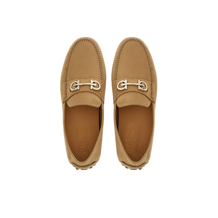 FERRAGAMO Gancini-plaque Suede Loafers-2