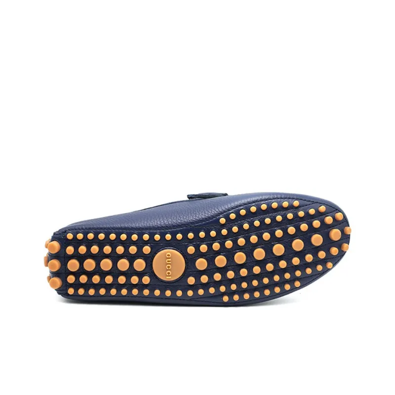GUCCI Horsebit Gommino Loafers Men Low Top Blue-4