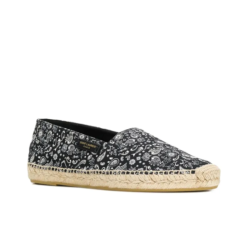 SAINT LAURENT Solar Band Espadrilles Men's Black White-3