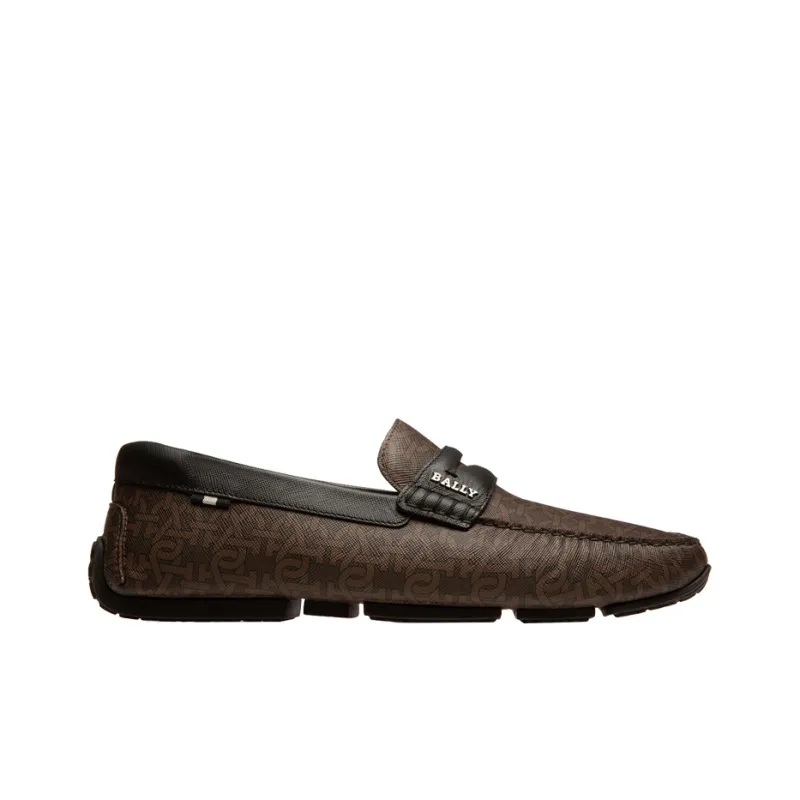 BALLY Chain Logo-print Leather Loafers-1