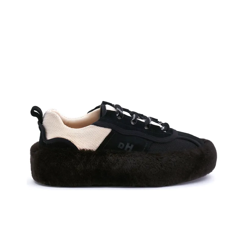 HALF AWAKE Low-Top Platform Shoes Women's Black White-1