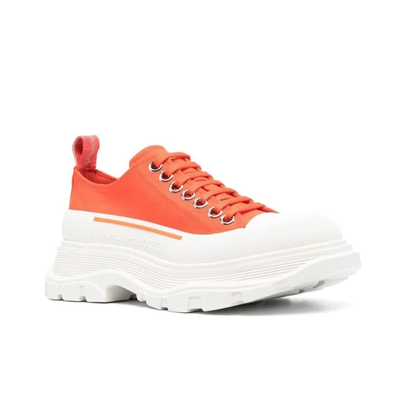 Alexander McQueen Tread Slick Low-Top Sneaker Orange White Women's-1