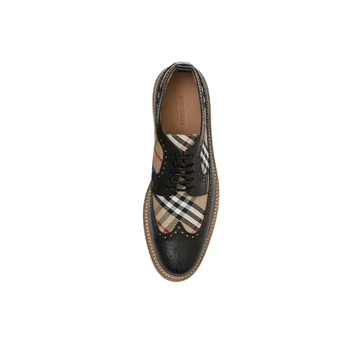 Burberry Vintage Derby Shoes Men's Black Brown-3