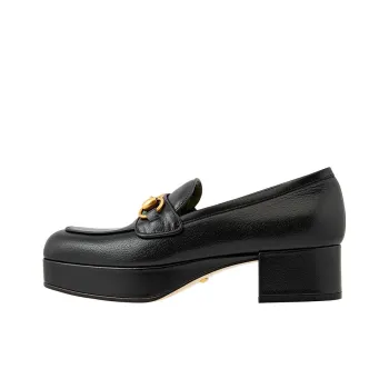 GUCCI Horsebit Block Heel Loafers 4.5cm Women's Black