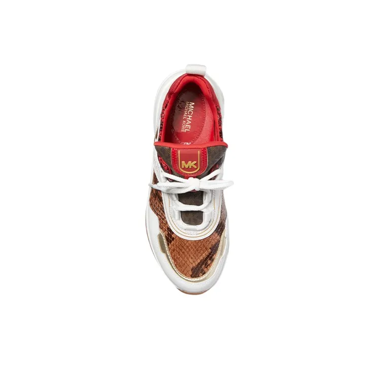 MICHAEL KORS Olympia Low-Top Platform Shoes Women's White Red-3