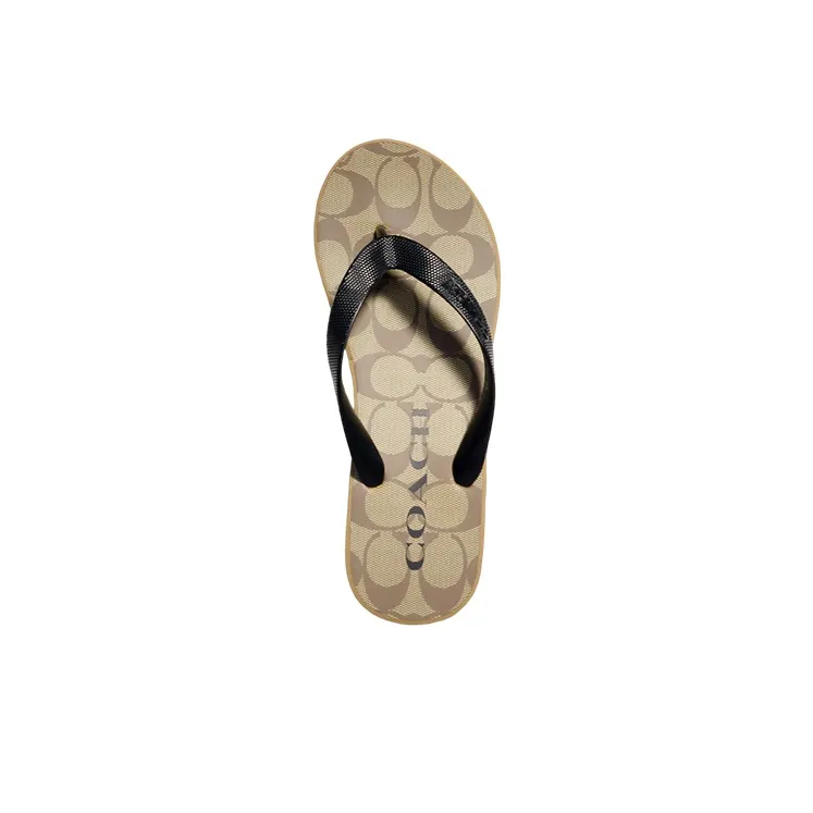 COACH Lynn EVA Abrasion Resistant Flip Flops Women's Khaki Black-3