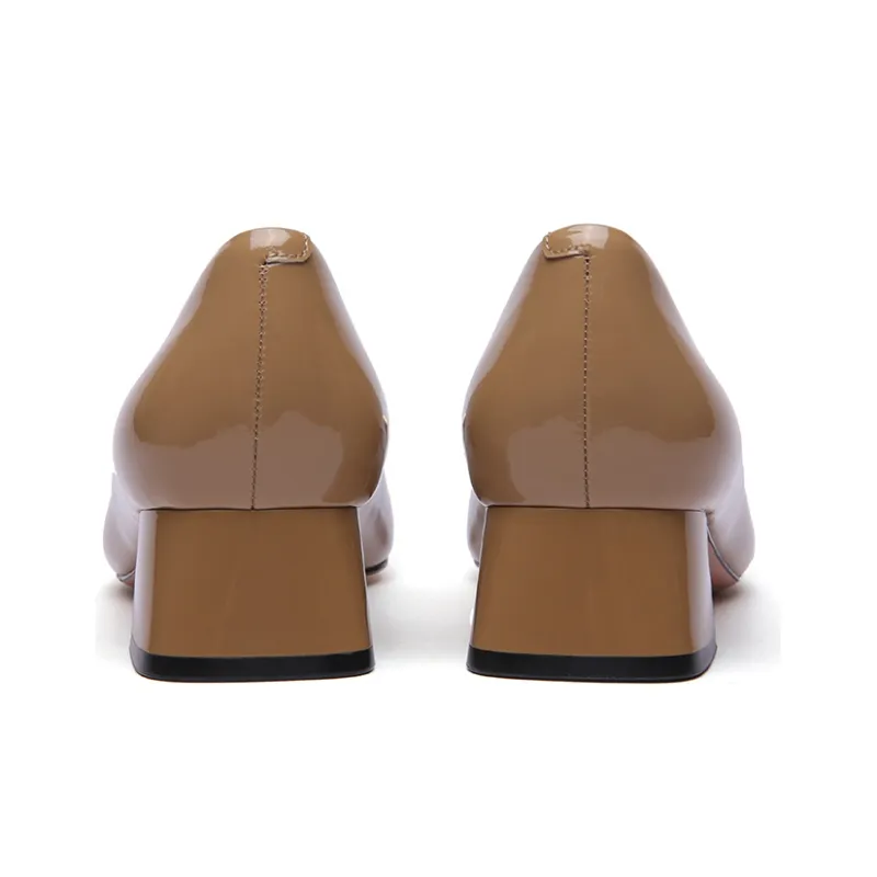 PACO GIL Block Heel High Heels 3.5cm Women's Apricot-3