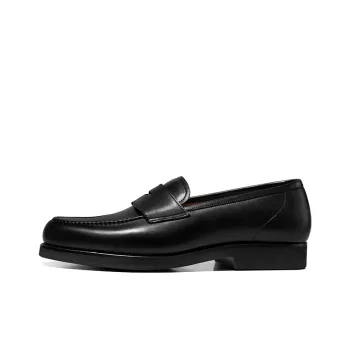 THOM WILLS British Style Business Casual Calfskin Slip on Loafers Men's Black