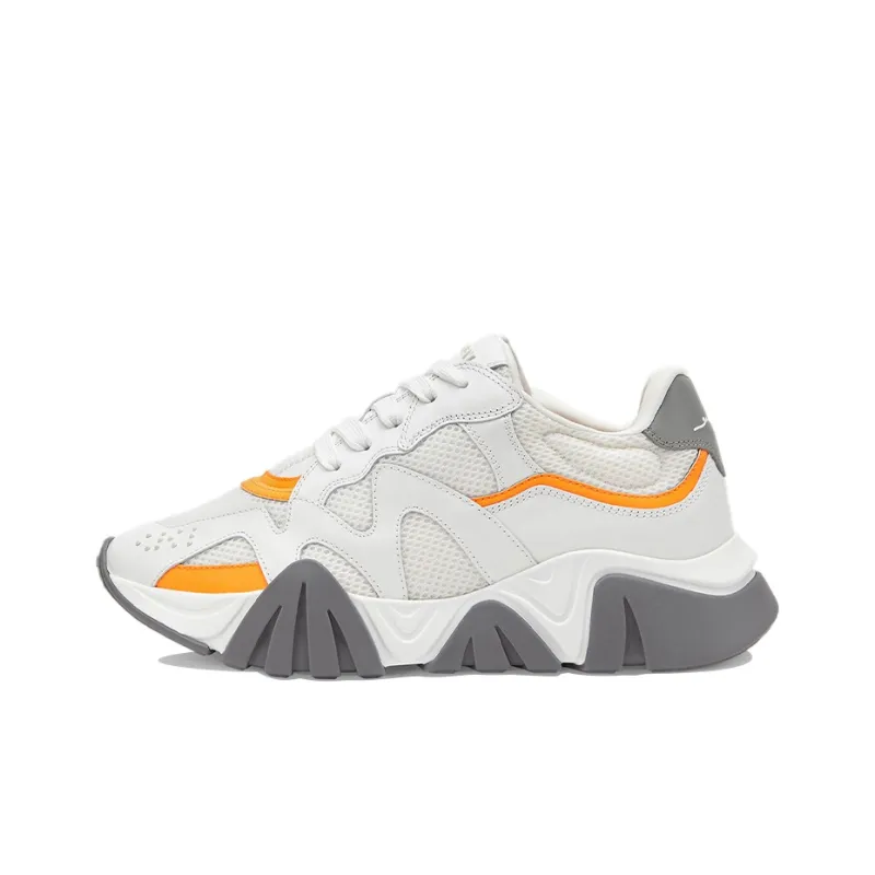VERSACE Squalo Low-Top Platform Shoes Women's White Orange-0