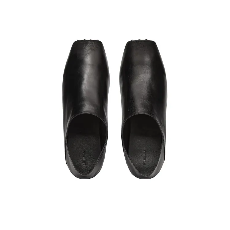 Balenciaga Soft Calf Leather Square Toe Slip On 'Black'-3