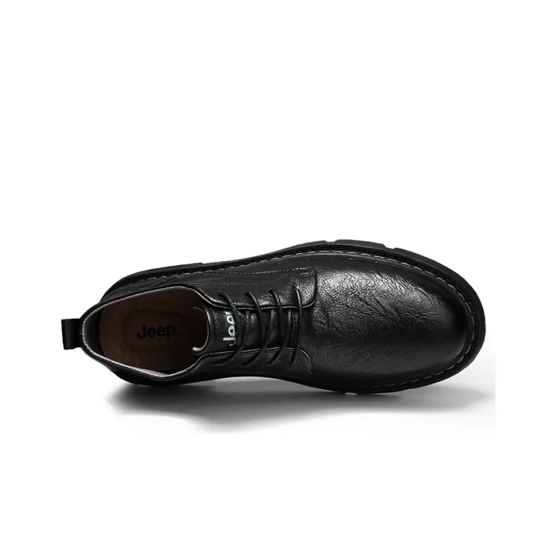 Jeep Leather Casual Shoes Men's Black-4