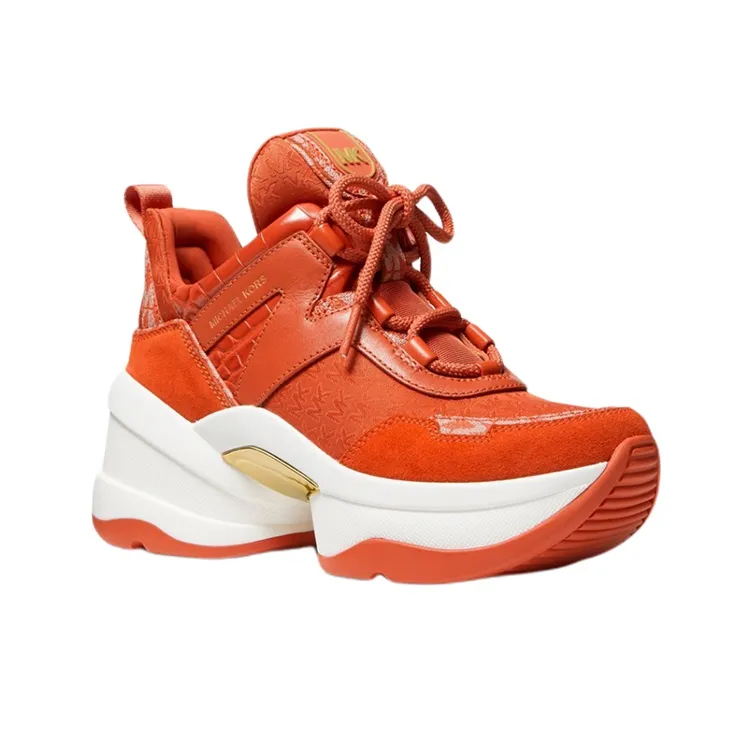 MICHAEL KORS Olympia Low Top Platform Shoes Women's Orange-2