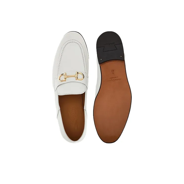 FERRAGAMO GANCINI Loafers Men's White-4