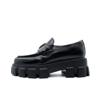 PRADA Women's Monolith Pointy Brushed Leather Loafers 'Black'