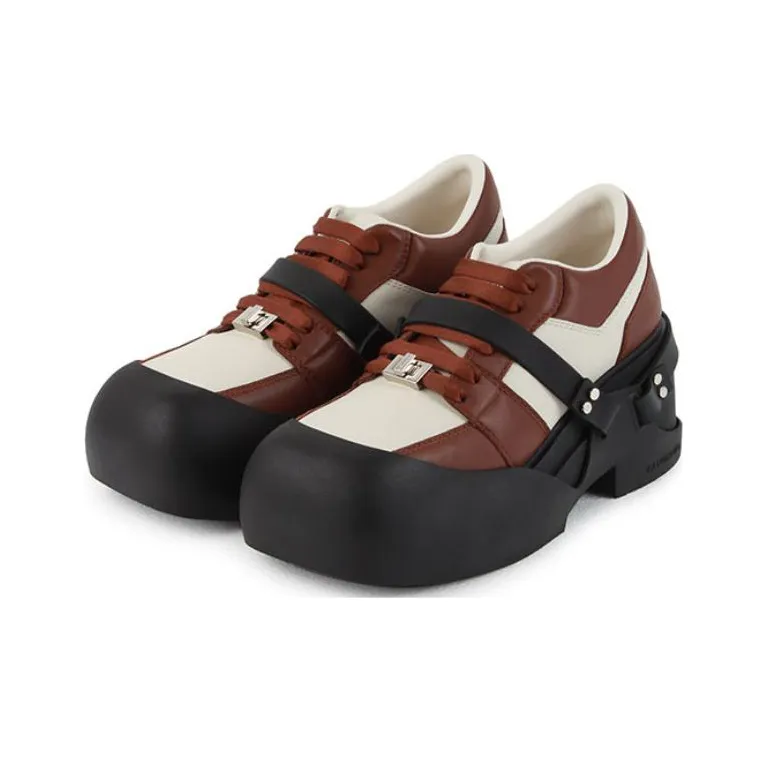 CALVINLUO Platform Shoes Unisex Coffee White-3