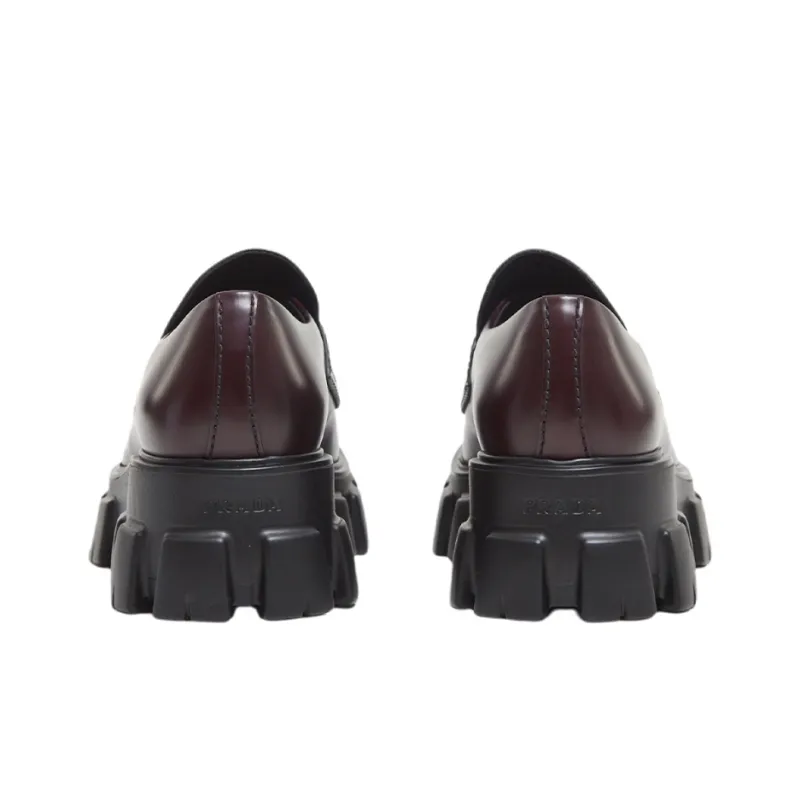 PRADA Monolith Casual Shoes Men's Red Brown-4
