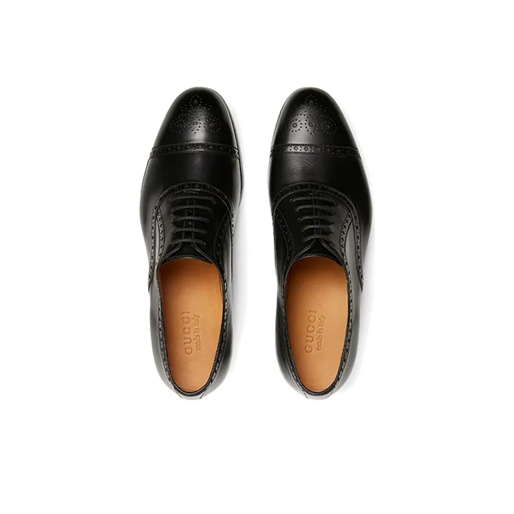 GUCCI Casual Leather Shoes Men's Black-2