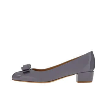 FERRAGAMO Vara Chunky Heel High Heels 3cm Women's Dark Gray
