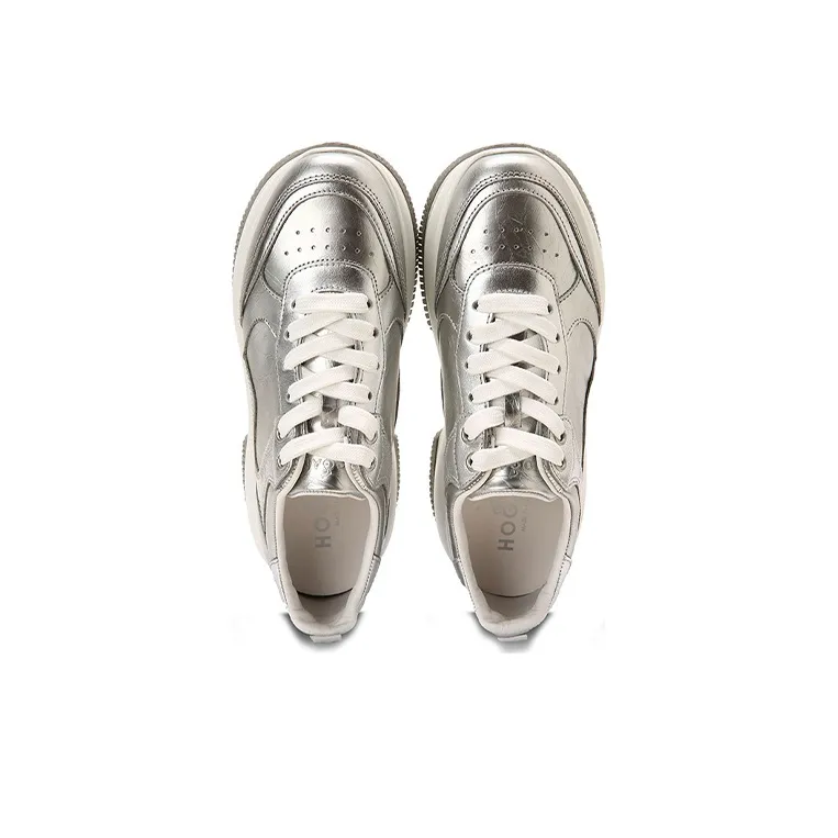 HOGAN Maxi I Active Low-Top Platform Shoes Women's Silver-4