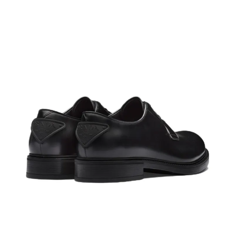 PRADA Brushed-leather Lace-up Shoes-2