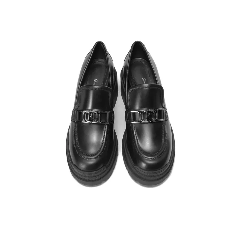 FERRAGAMO Vara Chain Leather 40mm Loafers-3