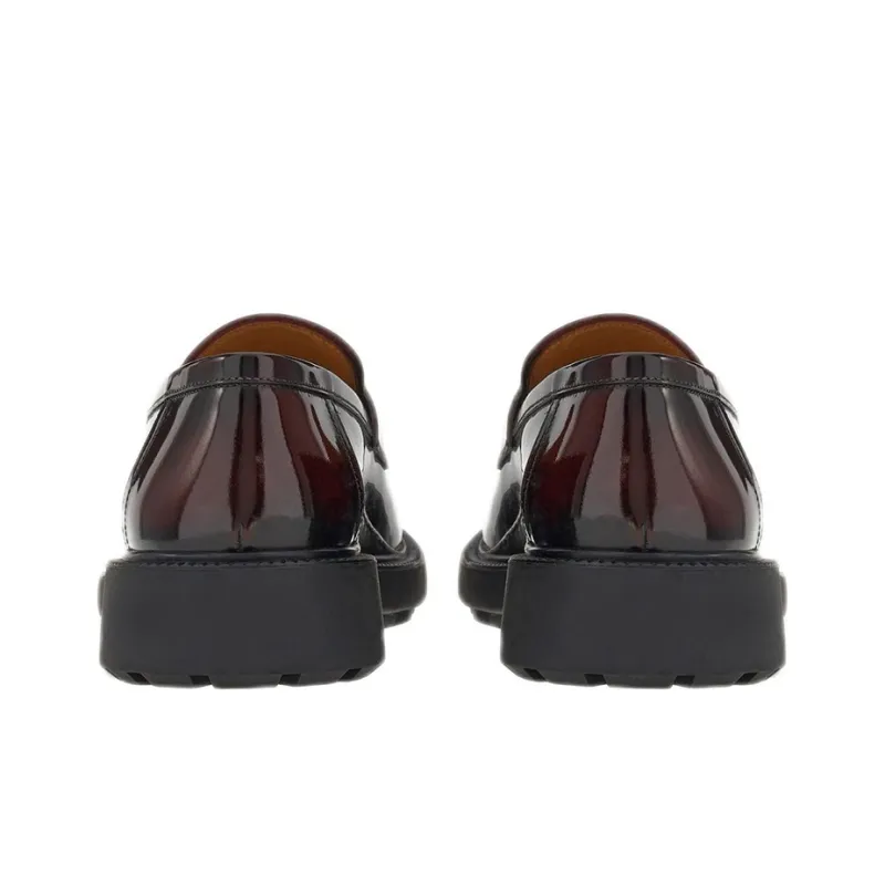 FERRAGAMO Gancini Loafers Casual Shoes Men's Red Black-3
