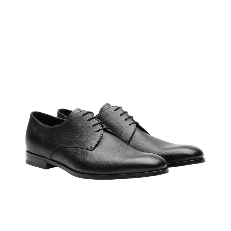 PRADA Saffiano Leather Derby Shoes-1