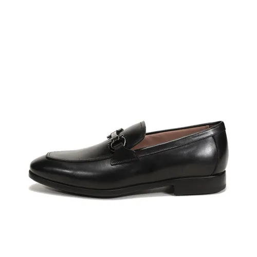 Ferragamo Wmns Gancini Formal Wear Leather Shoes Black Male
