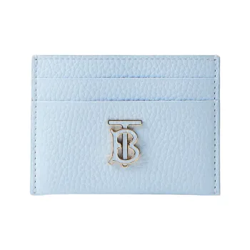 Burberry Logo Litchi Leather Card Holder Women's Blue