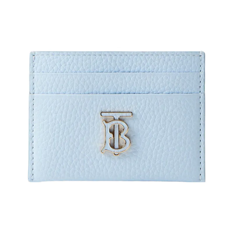 Burberry Logo Litchi Leather Card Holder Women's Blue-0