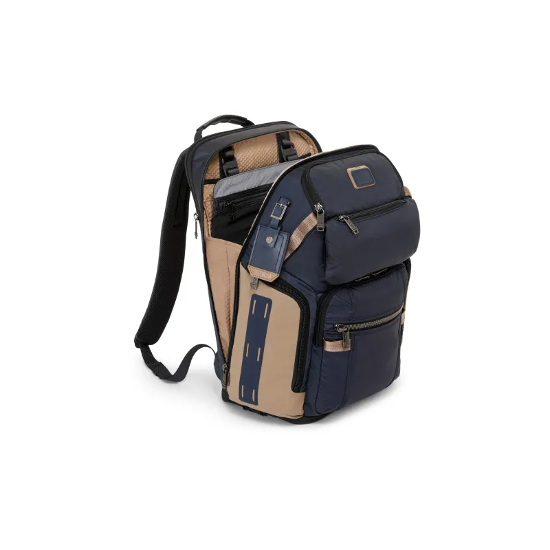 TUMI Alpha Bravo Nylon Backpack Women's Blue & Brown-5