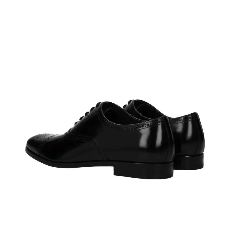 PRADA Brushed Fumé Leather Oxford Shoes-3