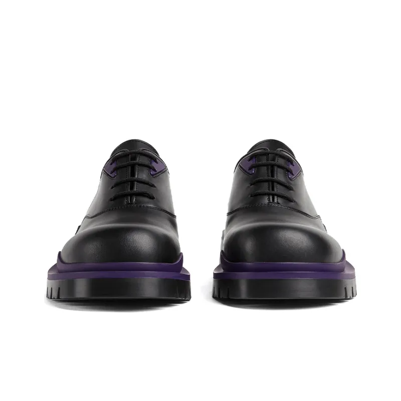 Bottega Veneta Tire Lace Up Leather Shoe Black Plum-2