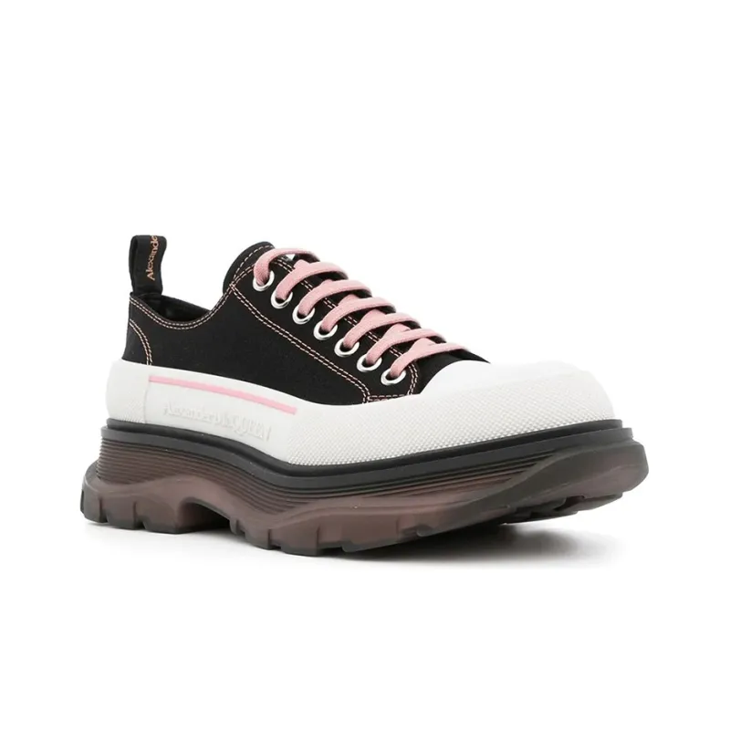 Alexander McQueen Tread Slick Low Lace Up Black Blossom Pink-2