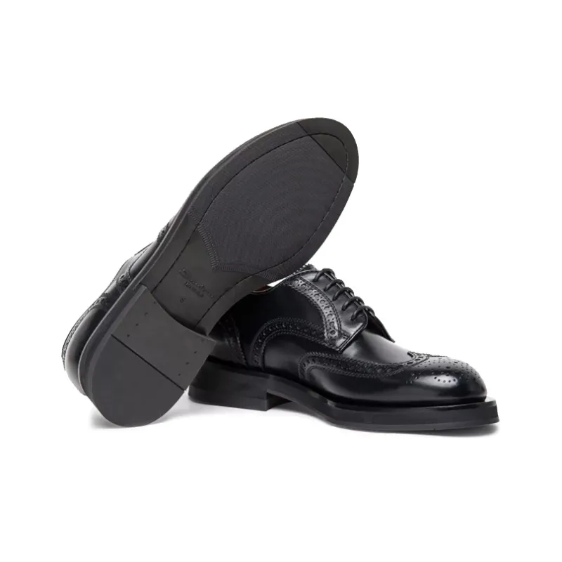 Santoni Saint Anthony Brock Shoes Men's Black-4