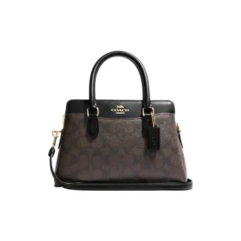 COACH Darcie Coated Canvas And Smooth Leather Shoulder Bag Crossbody Bag Handbag Mini Women's Black