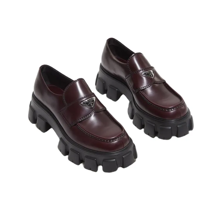 PRADA Monolith Casual Shoes Men's Red Brown-2