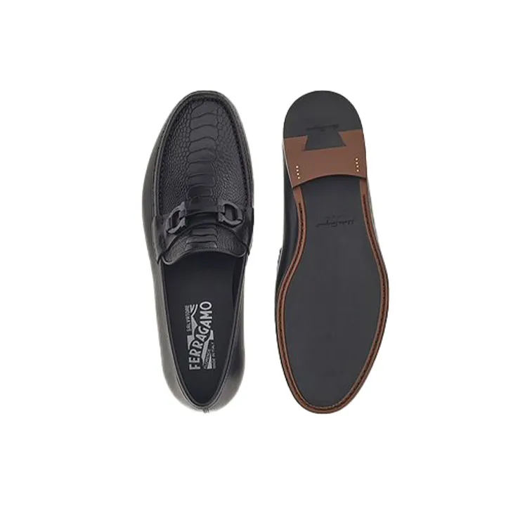 FERRAGAMO Crocodile-Embossed Leather Loafers-3