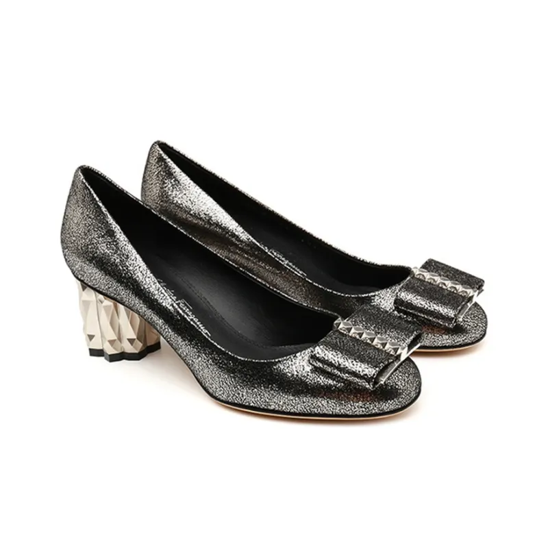 Ferragamo Mary Jane Shoes Women's Silver Gray-2