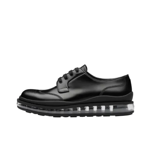 PRADA Lace-Up Derby Black Brushed Leather